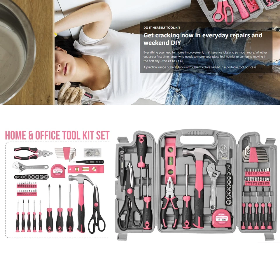 54pc Tool Set General Household Toolkit with Toolbox Storage Case for Women Home - image 2 of 4