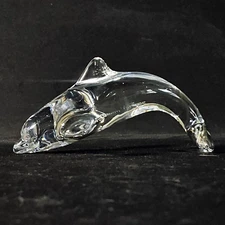 DAUM FRANCE DOLPHIN FIGURINE, Lead Crystal, 5", Signed, Made in France 