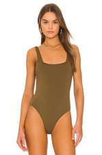 NWT 75 GOOD AMERICAN Sculpting Modern Square Neck Tank Bodysuit - Fog - 2 / M
