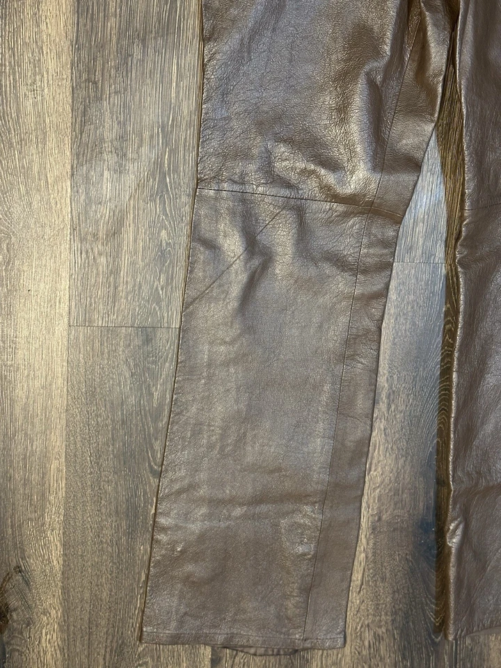 "Pantalones de cuero marrón chocolate MetroStyle para mujer talla 14T Bootcut 36x33,5""" Foto 3 de 4