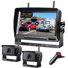 2 Wireless 1080P Backup Camera System 7" 1080P Monitor DVR For RV Truck Trailer