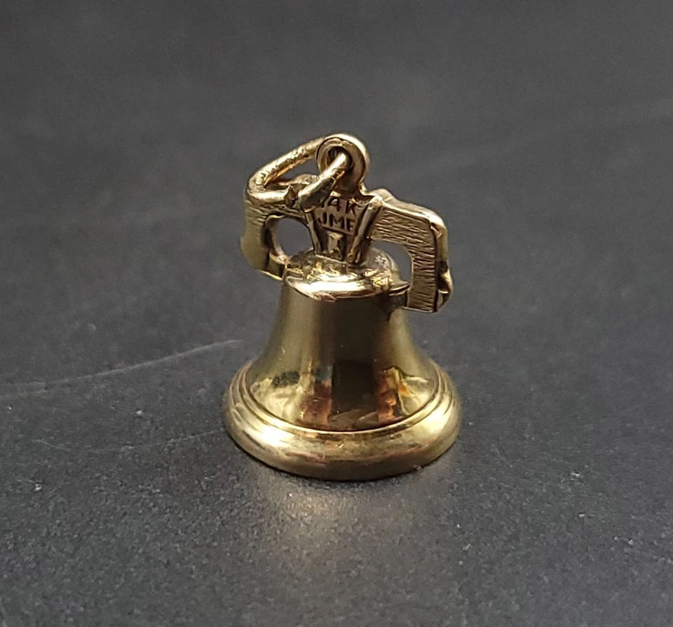 14K Gold Liberty Bell 3D Bracelet Charm 1.99g - JMF - Used - Image 2 of 4