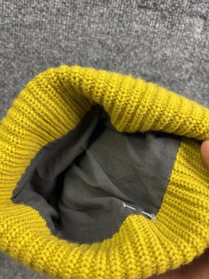 The North Face Hat Beanie Mens One Size Yellow Knit Lined  display picture 1