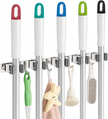 Seewaazee Broom Holder Wall Mount, Mop and Broom Organizer Broom Hanger Storage
