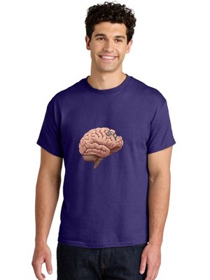 Human-Brain-With-Gears Mens Graphic Tee, 100% Cotton, Casual Summer Wear