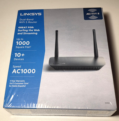 Linksys Dual Band Wifi 5 Router E5350 AC1000 10+ Devices Brand New Sealed