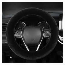 Steering Wheel Cover Fuzzy Fluffy Soft Fur 15 Universal Black Anti-slip Steering Wheel Cover Fuzzy Fluffy Soft Fur 15 Universal Black Anti-slip