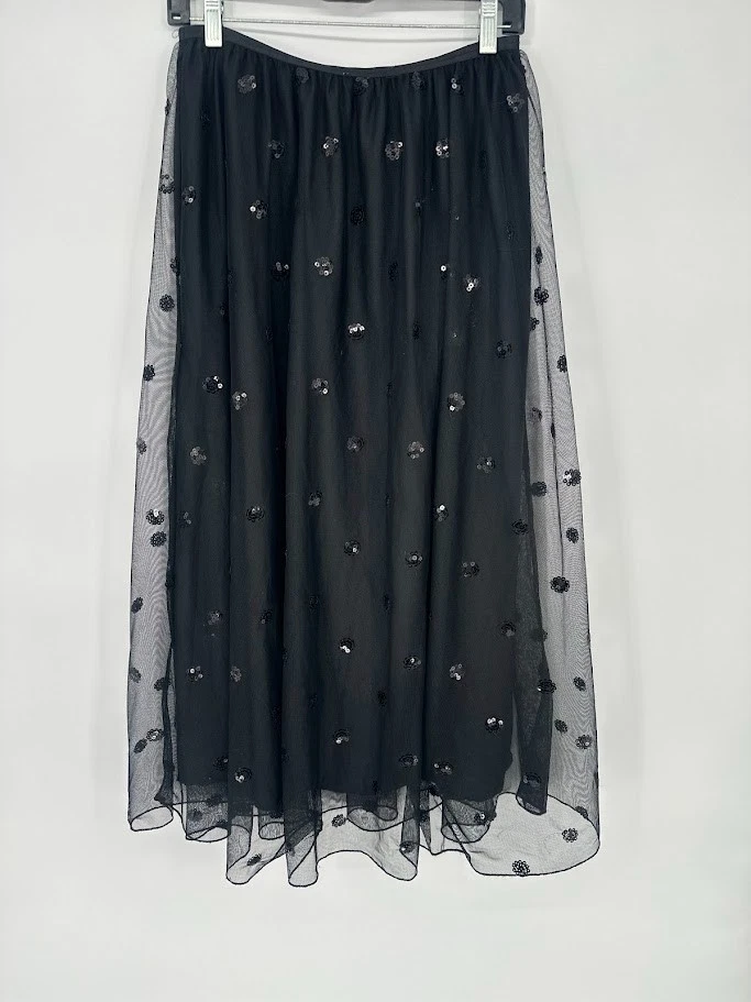 Falda Midi Intimately FP Free People Lentejuelas Malla a Lunares S Negra Caprichosa Foto 3 de 4