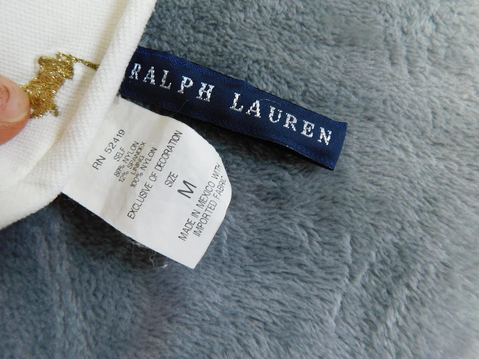 Top de bikini Ralph Lauren para mujer mediano dorado con pony bordado corbata halter de natación Foto 3 de 4