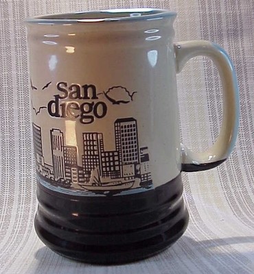 Vintage San Diego Cityscape Coffee Cup Stoneware
