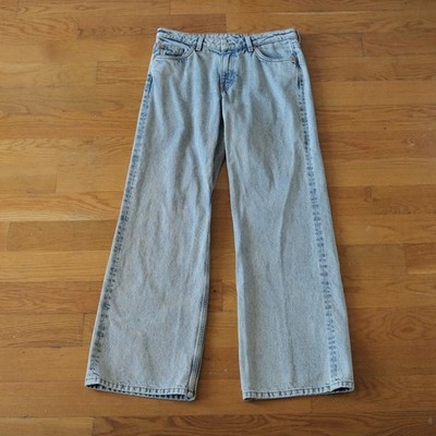 Monki Wide Leg Jeans Womens Light Blue Denim Baggy Retro 28/32 High Waist