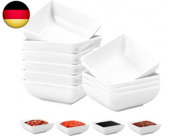 10Er Set Dip SchäLchen Dipschalen Weiß Dip Schale Eckig Tapas Schalen Set 7-image
