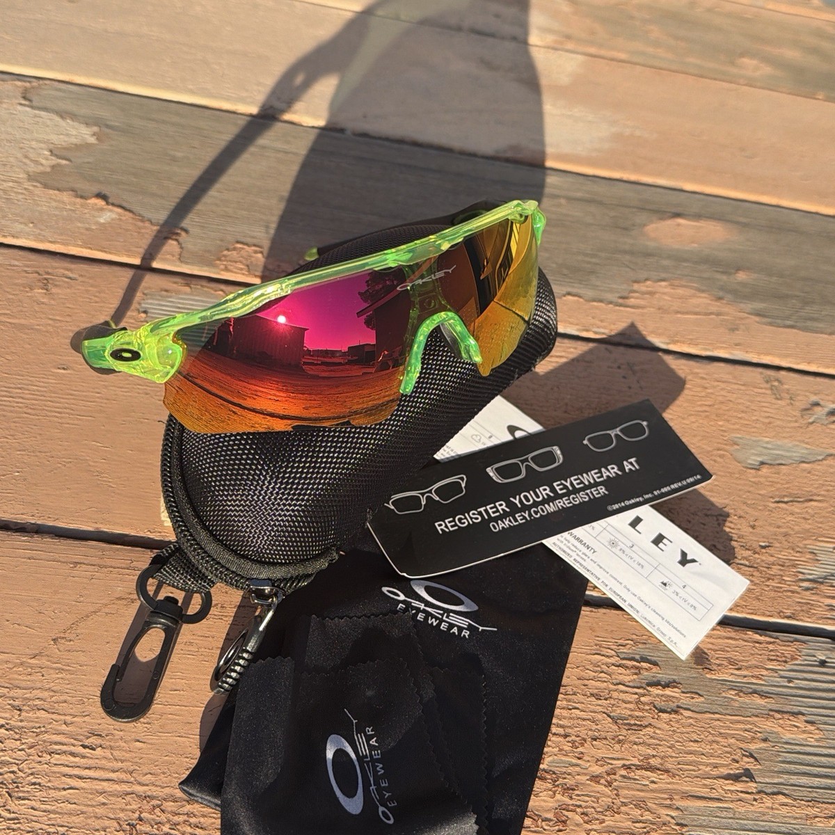 Oakley Radar EV Path Sunglasses Green Frame Red Mirrored Shield | eBay