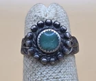~VINTAGE~NATIVE~NAVAJO~FRED HARVEY ERA~STERLING~SILVER~w/~TURQUOISE~RING~SIZE~3~