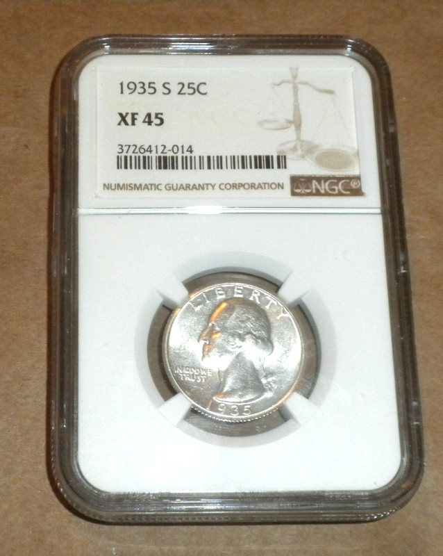 1935 S Washington Quarter NGC XF 45