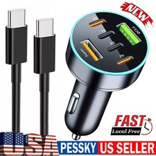 120W Fast Car Charger 4 Port Adapter  Cable For Samsung Galaxy S25 S24 A17 A16