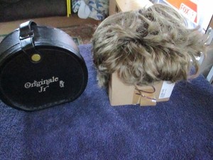 Vintage Originale Jr Wig Case 7.5" x 7" & Kanekalor Short Wig Made in Hong Kong