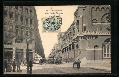 Toulouse, Rue Alsace-Lorraine, Strassenbahn, Ansichtskarte 1905 