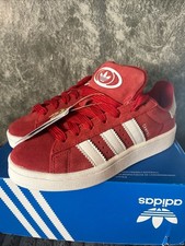 adidas Kids Campus Suede Sneaker - Red with White Stripes unisex 4.5 new in box