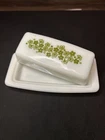 Vintage Pyrex Spring Blossoms Crazy Daisy Milk Glass Butter Holder