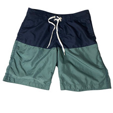 Old Navy Mens Size Medium Board Shorts Swim Trunks Blue Olive Green Drawstring