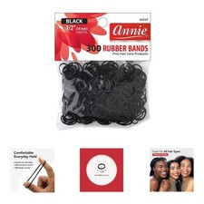 300 Count Black Rubber Bands - Soft, No-Snag Elastic Hair Ties for All Styles