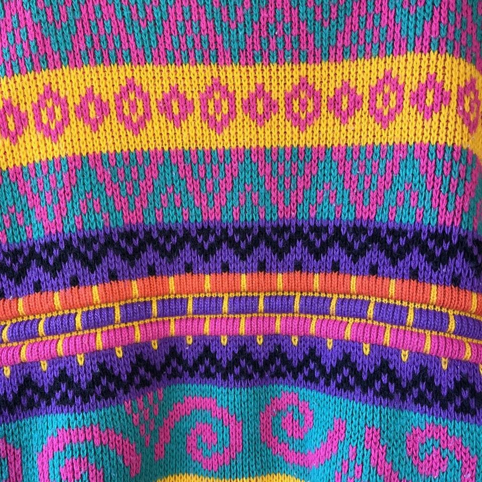 Винтажный Coogi стиль пуловер свитер многоцветный маленький женщин или молодежи 10/12 - Изображение 3 из 4