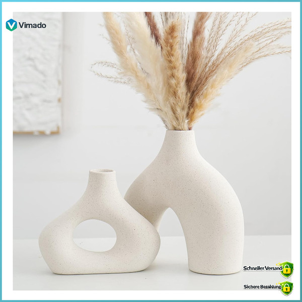 Keramikvase 2Er-Set Beige Boho Nordic Minimalismus Deko FüR Wohnzimmer Tisch-image