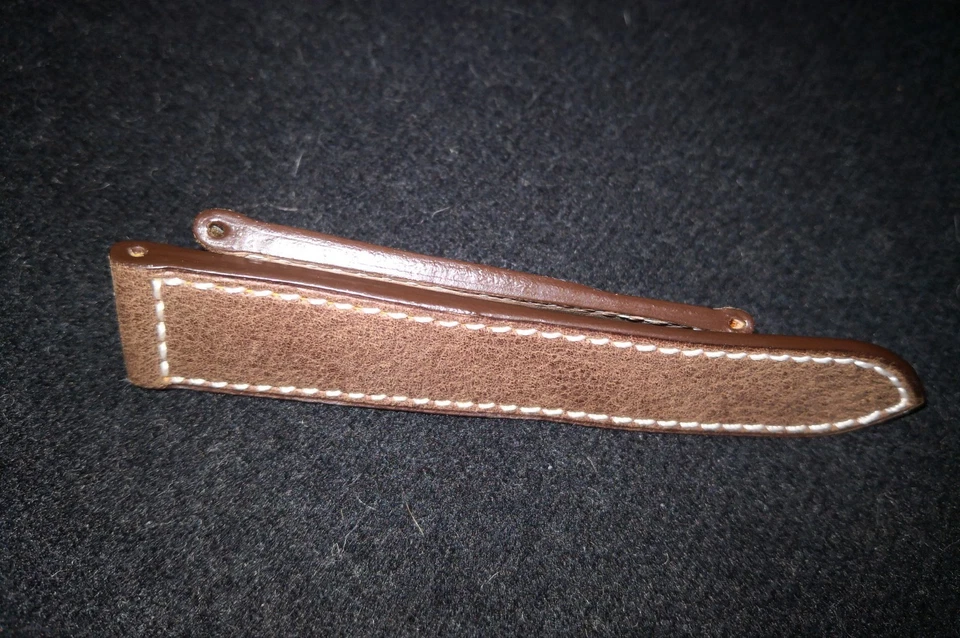 Correa de reloj genuina Graham 22 mm x 20 mm cuero marrón costura blanca OEM ¡Nueva! Foto 4 de 4