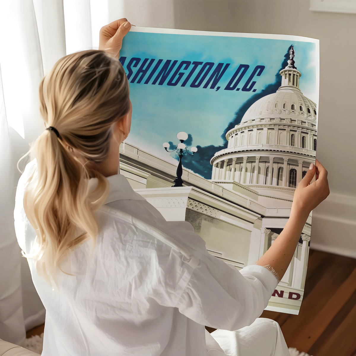 Affiche De Voyage Vintage Washington DC – Go Greyhound, Plusieurs Tailles Dispo