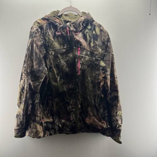Mossy Oak Camouflage Jacket Womens XL Hooded Camo Pink Accents Pockets