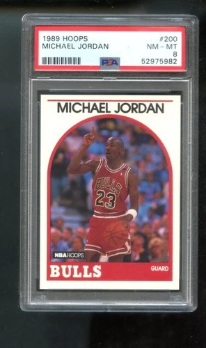 1989-90 Hoops #200 Michael Jordan PSA 8 Graded Basketball Card NBA Bulls 89 1990