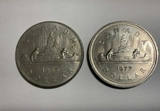 Canada Coins - 1975 - 1977 -One Dollar (Nickel) Coins- EF-40