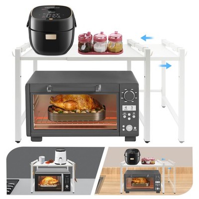 2 Tier Metal Microwave Oven Rack Desktop Adjustable Stand Storage Holder Kitchen