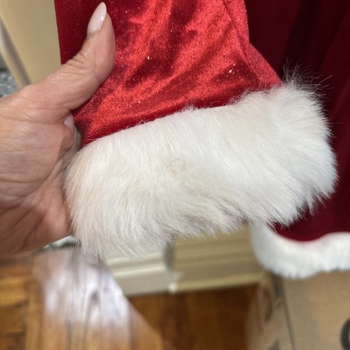 Bonnie Jean Girls Sequin Fur Santa Dress Red Velvet Sz 12 Christmas Sparkle NEW - Picture 6 of 9