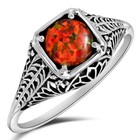 2CT  Red Fire Opal 925 Sterling Silver Victorian Ring Sz 6 F5-8 — photo 1