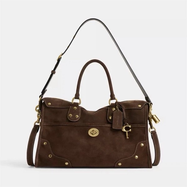 Coach Rhyder Satchel 38 Suede Zip Top