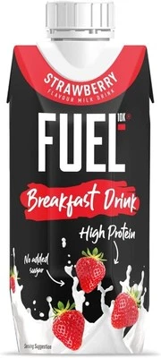 FUEL10K Strawberry Breakfast Milk Drink, High Protein & Vitamins, 330 ml (Pack