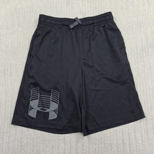 Under Armour Shorts Boys Medium Black HeatGear Loose Athletic Logo Gym Training