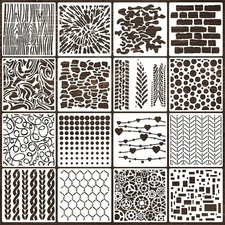 16Pcs Mixed Media Art Stencils Reusable 6 X 6 Inch Texture Abstract Stencils ...