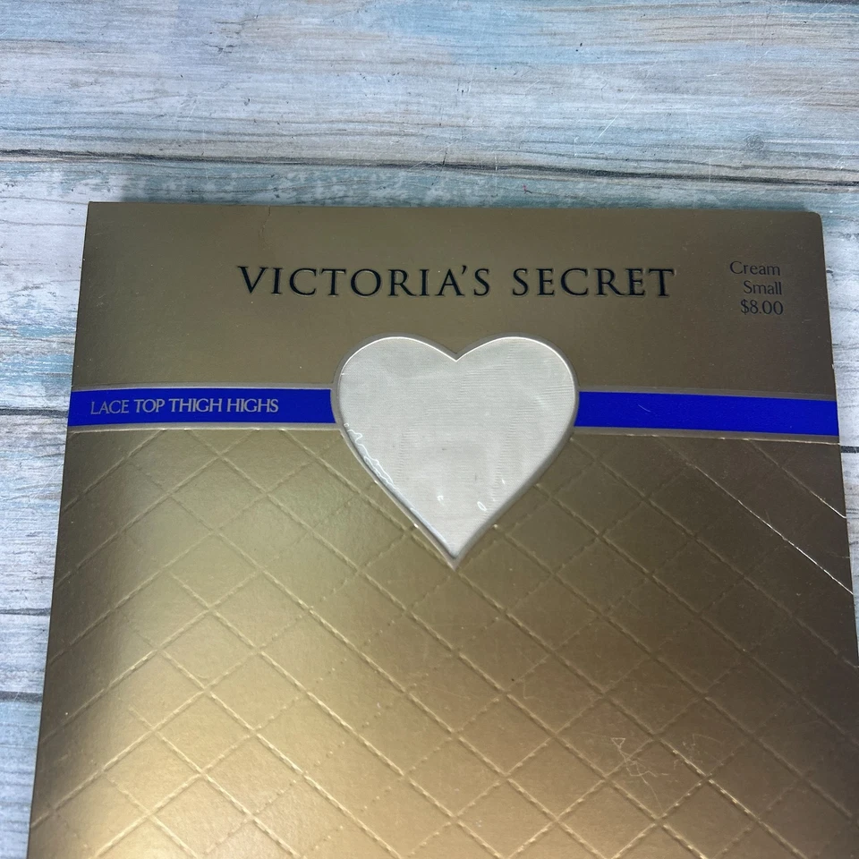 Vintage Victorias Secret Lace Top Thigh Highs CREAM Nylon Hosiery Small USA Mob - Image 3 of 4