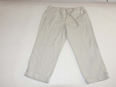 Talbots Women's Pull On Drawstring Pants Size 20W NWT Beige Roll Up Cuffs Cotton