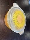 Vintage Pyrex Yellow Orange Daisy 2 Quart Casserole Dish With Lid