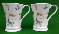 2 LAURA ASHLEY FINE BONE CHINA FLORAL MUGS.