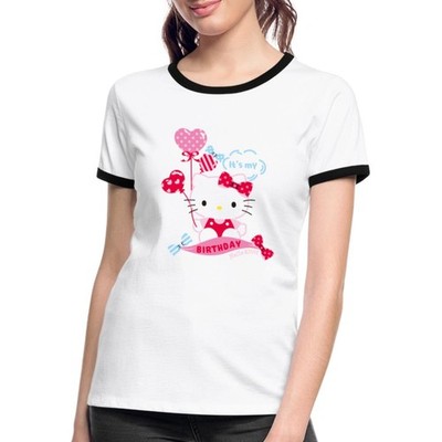 Hello Kitty Mit Ballons Mein Geburtstag Frauen Kontrast T-Shirt