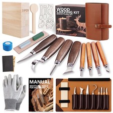 Wood Carving Kit Whittling Kit: Deluxe Wood Carving Tools Knife Set with Leat...