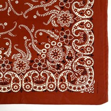 Vintage Brown Floral Paisley Bandana Handkerchief RN 16429 Made in USA