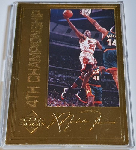 1996 Upper Deck Michael Jordan 22K GOLD CARD /10000 4th NBA Championship - Rare - Picture 2 of 5