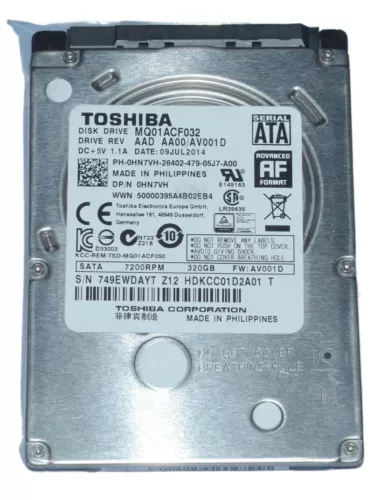 Toshiba 320GB 7200RPM 2,5" SATA Laptop Festplatte MQ01ACF032 Thin HDD 7MM