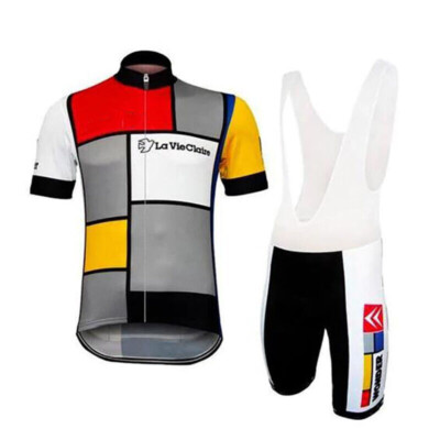 Ensemble cuissard à bretelles en jersey manches courtes LA VIE tendance CLAIRE cyclisme bavoir short homme